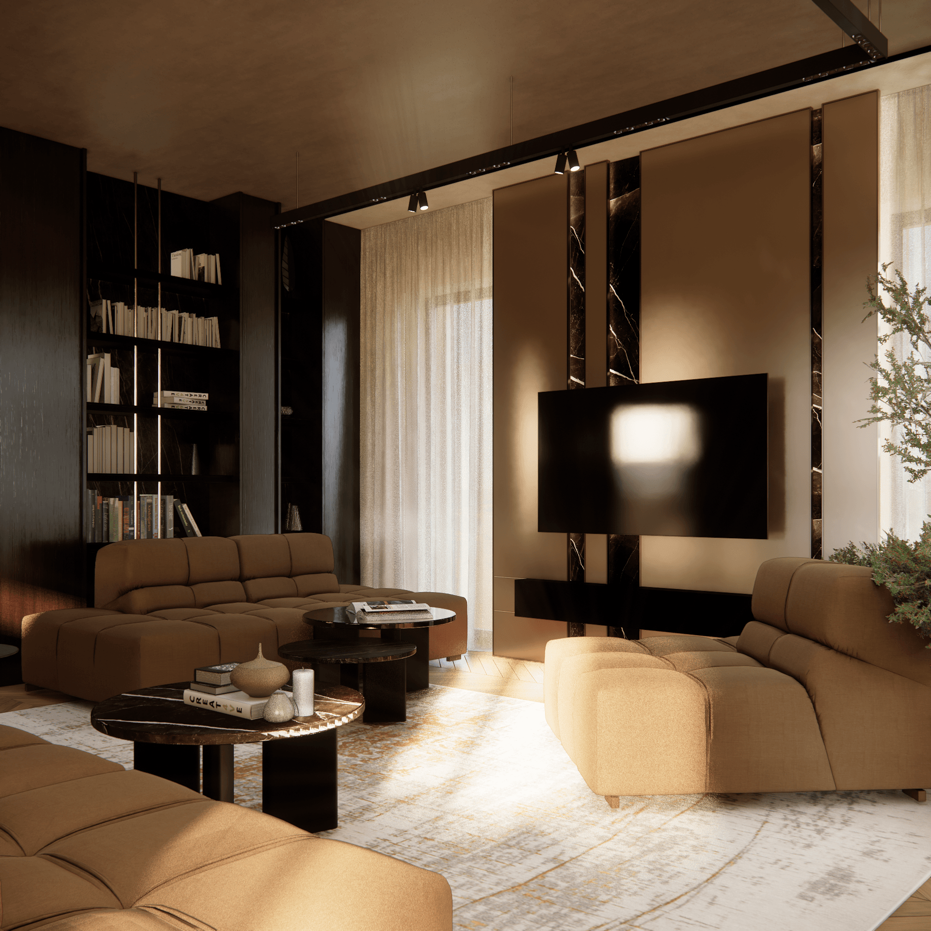 dom-w-lesie - Salon+kuchnia+jadalnia