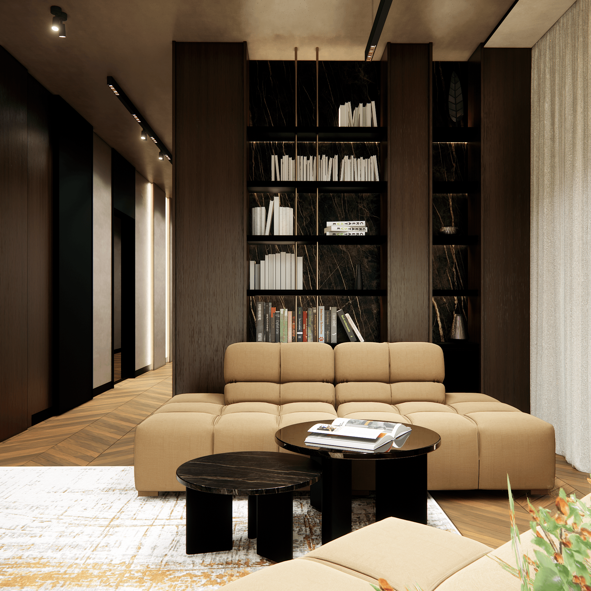 dom-w-lesie - Salon+kuchnia+jadalnia