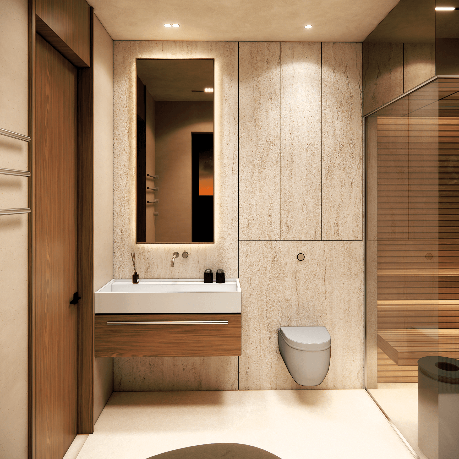 japandi - Łazienka z sauną