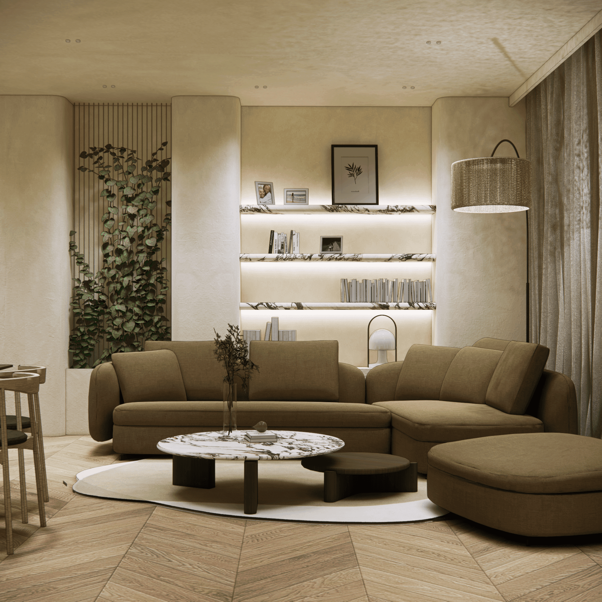 organiczny-minimalizm - Salon+jadalnia